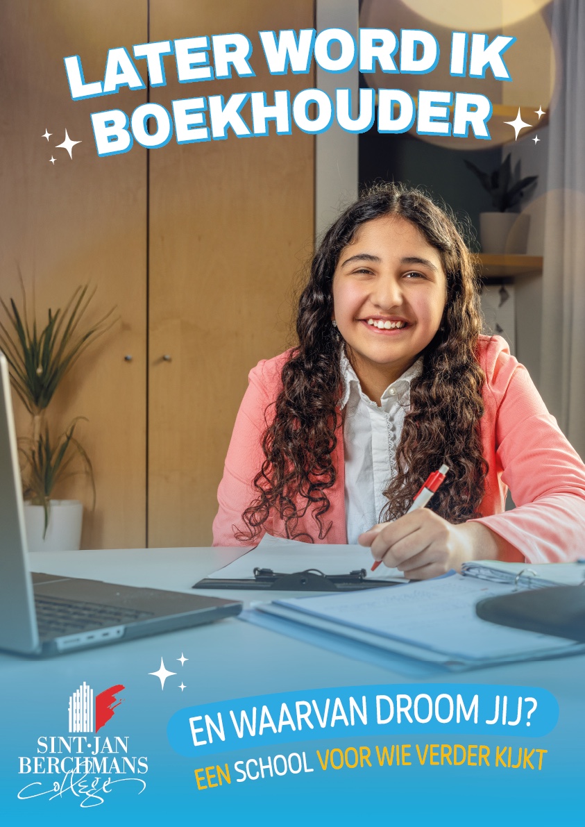 Later word ik boekhouder, campagnebeeld voor Sint-Jan Berchmanscollege